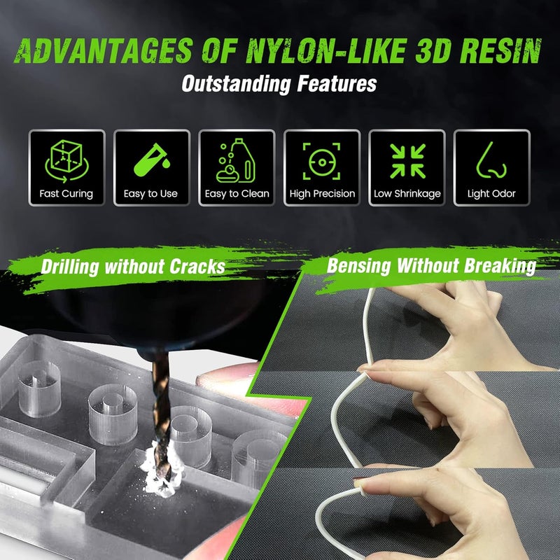 Sunlu 3D Printer Resin, Strong Durable Nylon Like 3D Resin for LCD DLP SLA Resin 3D Printers, 395-405nm UV Light Curing 3D Printing Liquid Photopolymer Resin, Good for Functional Parts, 1000g, Beige - Image 3